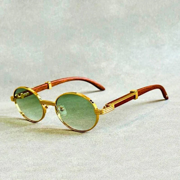 BlissGlow™ – Retro-serie af solbriller i træ - Smaragd - - - Fashionfordays