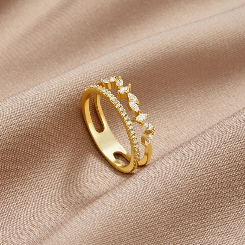 18K guld Mia krystalring - US 10 - Ring - - Fashionfordays