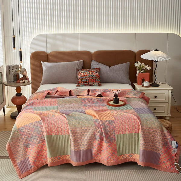 Pandora™ | Vendbar, farverig kvadratisk bomuldsdyne - - Scandinavian Blankets - Blankets New old_google Products_Blankets Themes_Color Pop Themes_Spring - Fashionfordays