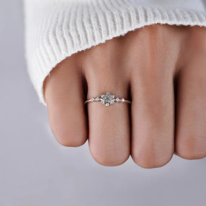 925 Sterling sølv snefnug-ring - - - - Fashionfordays