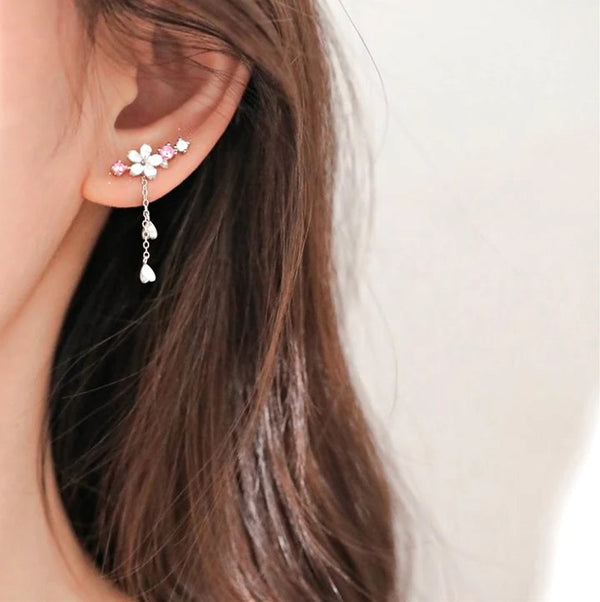 Øreringe med kirsebærblomster i krystal - - - - Fashionfordays