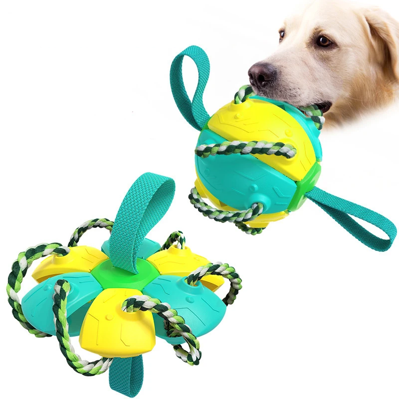 50% RABAT | FetchFrenzy™ | Uforgængelig 2-i-1 hundebold frisbee med reb - - 0 - pets pp - FashionforDays