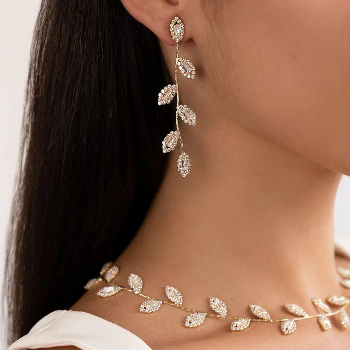 Guldbelagte øreringe med krystalranke - - - Ringe øreringe - Fashionfordays