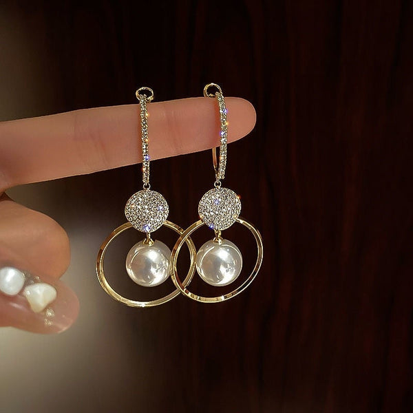 Luxuriøse øreringe med dyrkede perler og zirkonia - - 0 - New old_google - Fashionfordays