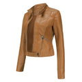 Nikki™ - Elegant læderjakke - Khaki - - mode New old_google - FashionforDays