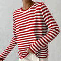 Dagmar - Elegant stribet t-shirt - Sommerlig - Let stof - Kardinalrød - Trøje - Damer New old_google Sale Trøjer & hættetrøjer - Fashionfordays