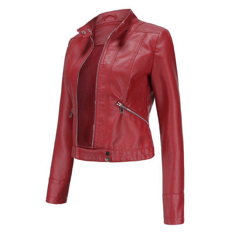 Nikki™ - Elegant læderjakke - Rød - - mode New old_google - FashionforDays