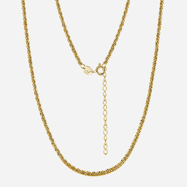 Beach Halskæde 925 Sølv 18K Guldbelagt 2mm - - Halskæder - 92518K Guld Necklace - Fashionfordays