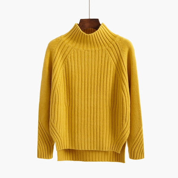 Ellen™| Halv Rullekrave Pullover strikket sweater - Gul - - New old_google - FashionforDays
