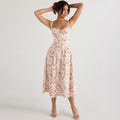 Sofie - Blomstret bustier-kjole med taljeformning - Lyserød print - - - Fashionfordays
