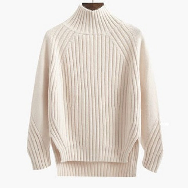 Ellen™| Halv Rullekrave Pullover strikket sweater - Hvid - - New old_google - FashionforDays