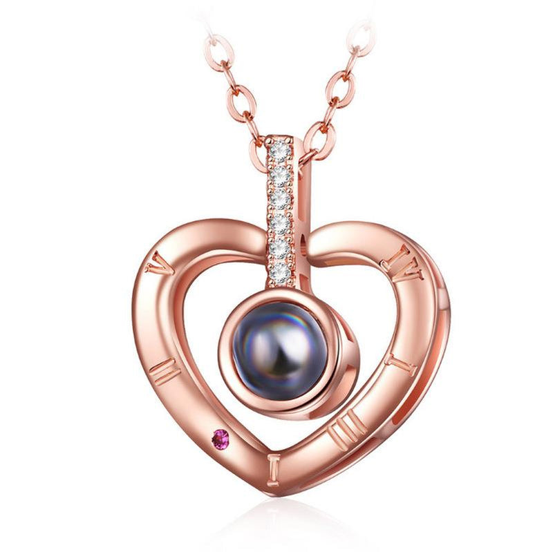 HeartNecklace-Nano Projection Smykker - Rosegold-hjerteformet numerisk 1+1 GRATIS - HeartNecklace-Nano Projection Smykker - €20,11 - Ringe øreringe - Fashionfordays