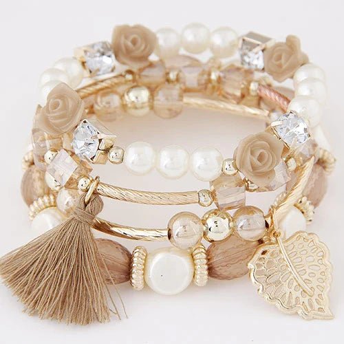 Boheme-armbånd med perler og charme - Guld - - - Fashionfordays