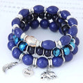 Boheme-armbånd med perler og charme - Blå - - - Fashionfordays