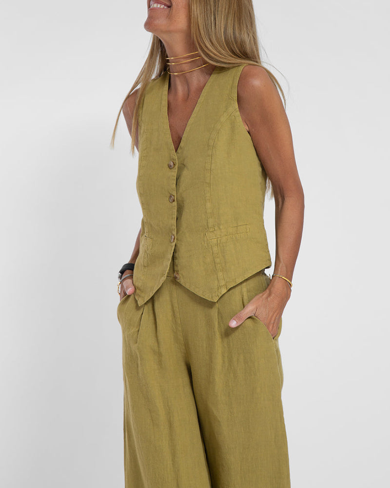 Santal™ | Ærmeløs cardigan og bukser med vide ben - - - mode New old_google - FashionforDays