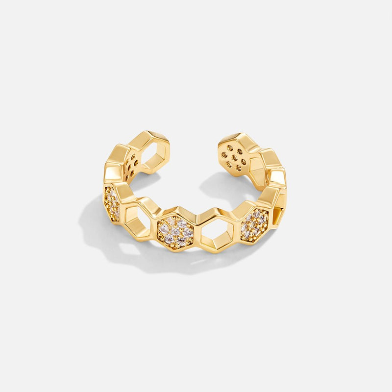 Honeycomb-ring i guld og krystal - - Ring - - Fashionfordays
