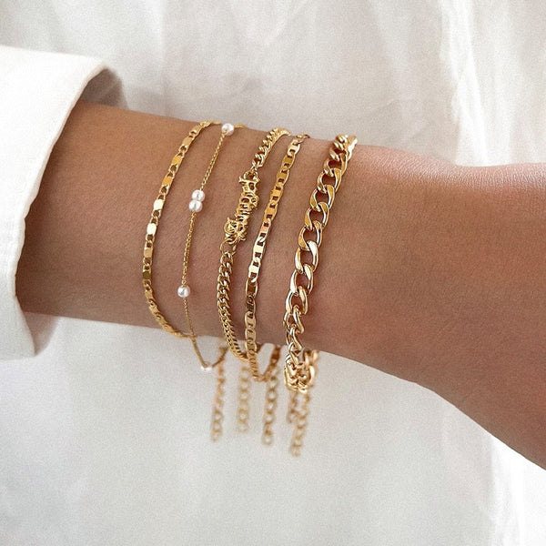 Guldarmbånd med små perler - Default Title - - Mode til kvinder - Fashionfordays
