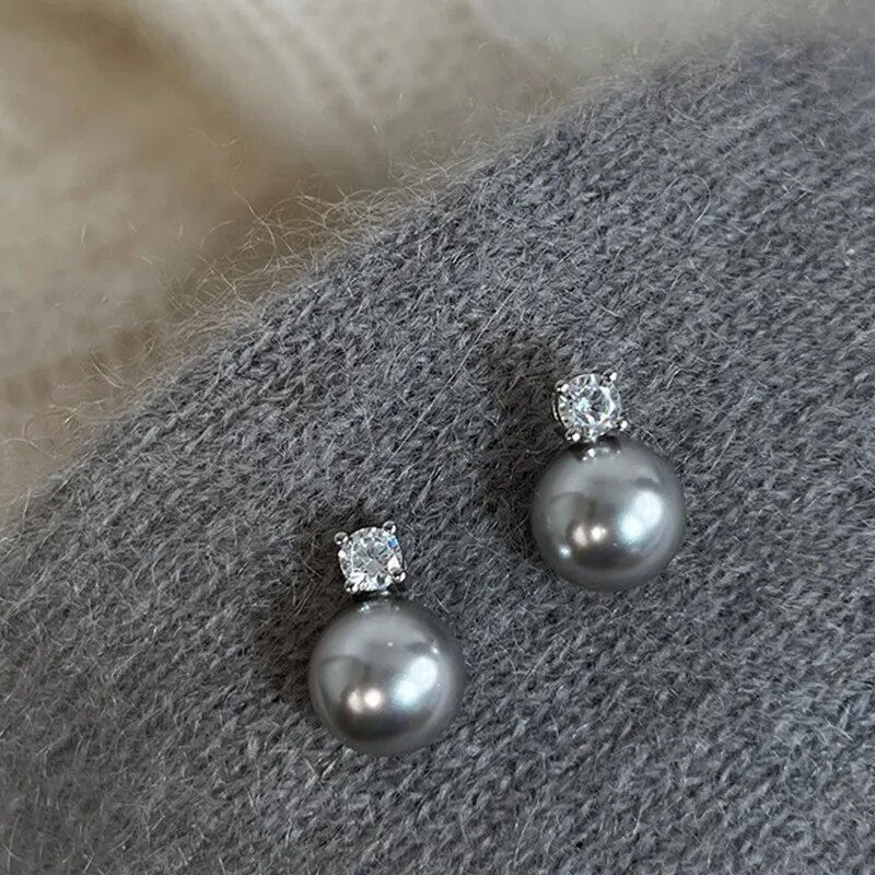 Elegante sorte perle-zirkonia-øreringe - - - New old_google - Fashionfordays