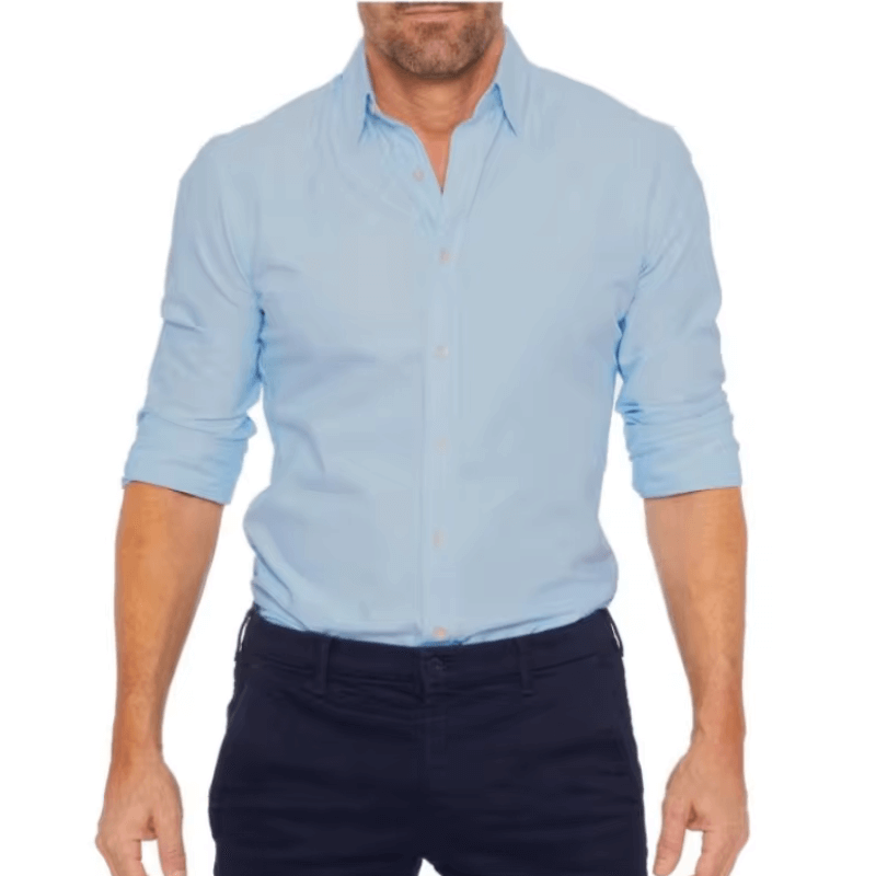 FlexiFit Oxford-skjorte med lynlås - Lyseblå - - - Fashionfordays