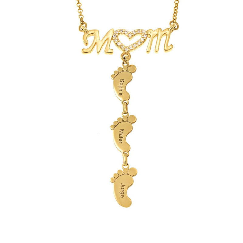 Personlig kæde med babyfødder mor - Guld - Accessoires en Sieraden - above50 - Fashionfordays