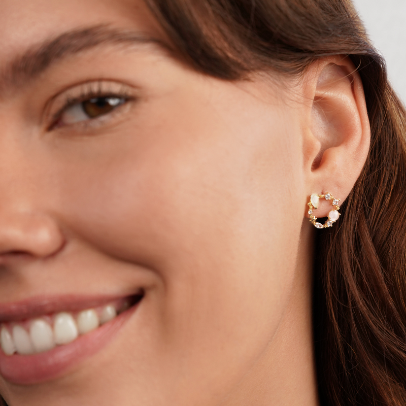 Runde øreringe med krystalblomst - - Earrings - - Fashionfordays