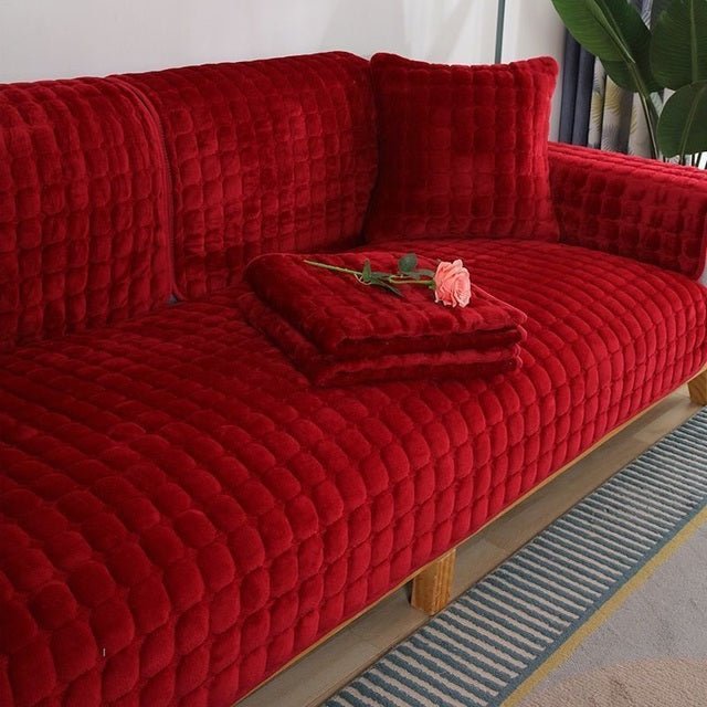 Sofabetræk i fløjl - Rød - - - Fashionfordays