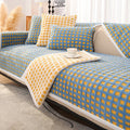 Sofabetræk med ternet print og anti-slip - Blå - - above50 - Fashionfordays