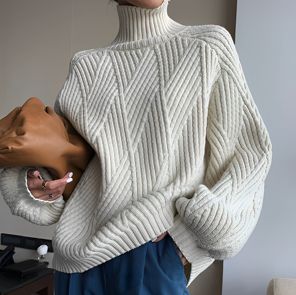 Rullekrave sweater - Hvid - - old - FashionforDays