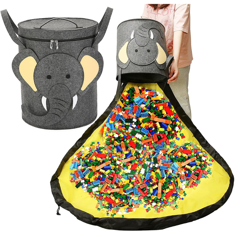 SlideAway™ - Opbevaringskurv til legetøj og legemåtte - Elefant - - old - FashionforDays