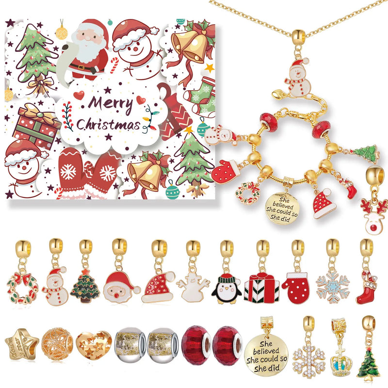AdventCalendar™- Julekalender-kit til smykkefremstilling - Armbånd og halskæde - - old - FashionforDays