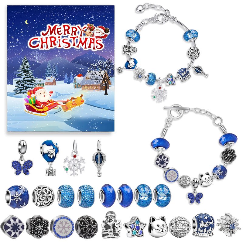 AdventCalendar™- Julekalender-kit til smykkefremstilling - Blå - - old - FashionforDays