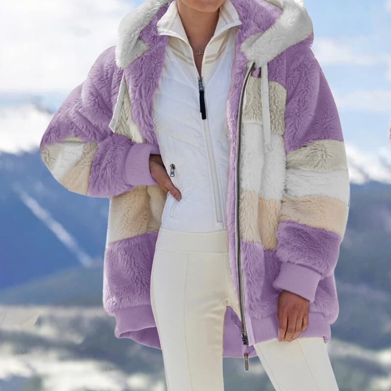Julie™ - Polstret frakke i kontrastfarver - Lilla - - best kl old - FashionforDays