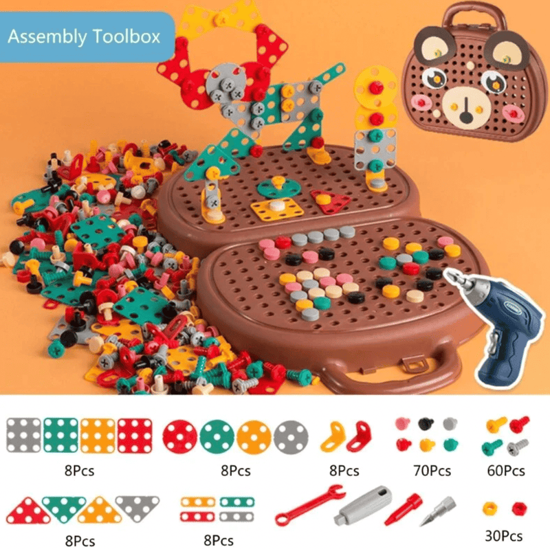 KidsDrill™ - Værktøjskasse til kreativitet - Brun bjørn - Bestsellers - old - FashionforDays