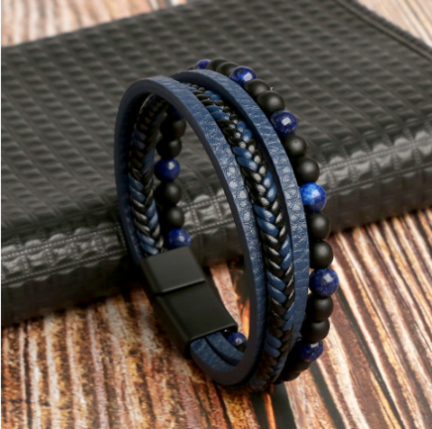CharmCuff™ - Leather Bracelet Set - Blå (begrænset lager) - - old - FashionforDays